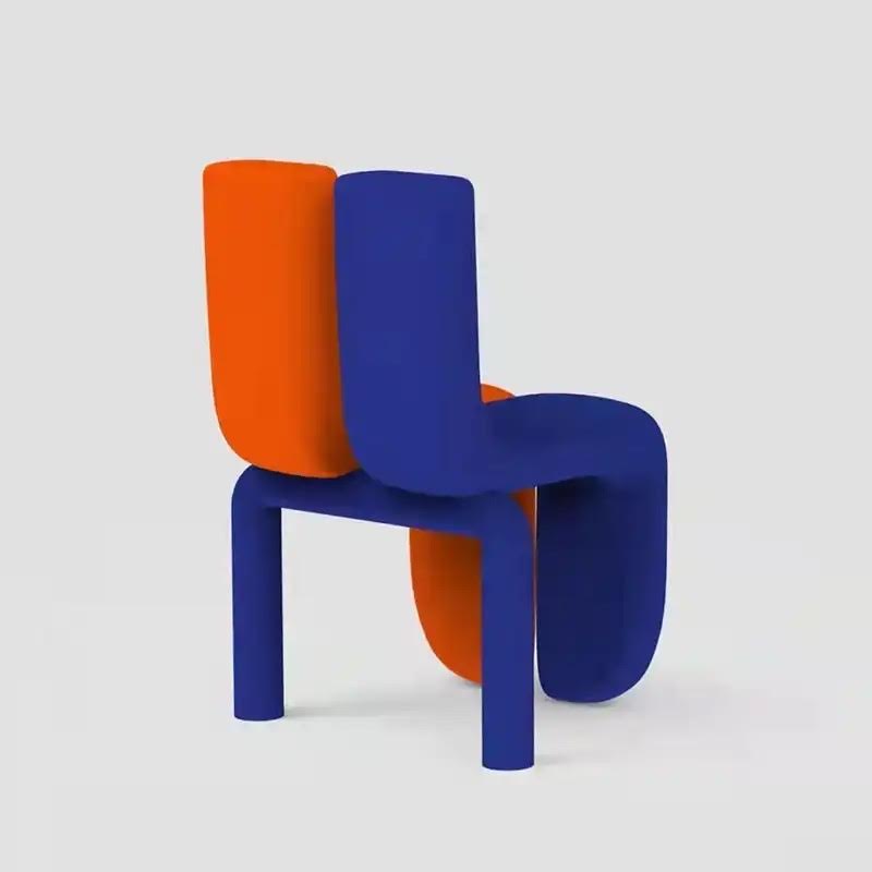 The Tongue Chair Blue and Orange