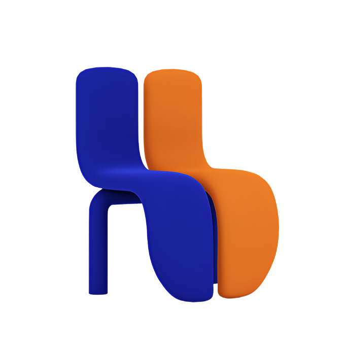 The Tongue Chair Blue and Orange