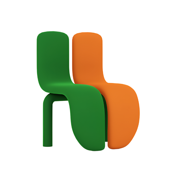 The Tongue Chair Green and Orange
